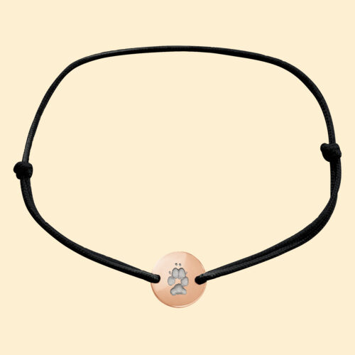 Chiara Armband schwarz/rosè mit 3D Pfotenabdruck