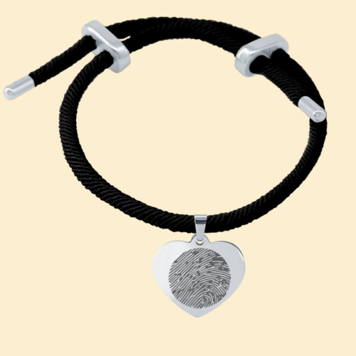 Glücksarmband Herz silber mit 3D Fingerabdruck