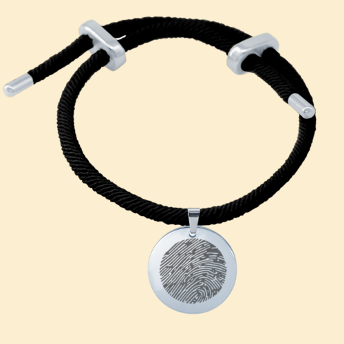 Glücksarmband rund schwarz mit 3D Fingerabdruck