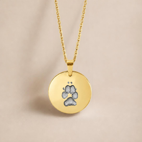 Kette Rund gold mit 3D Pfotenabdruck