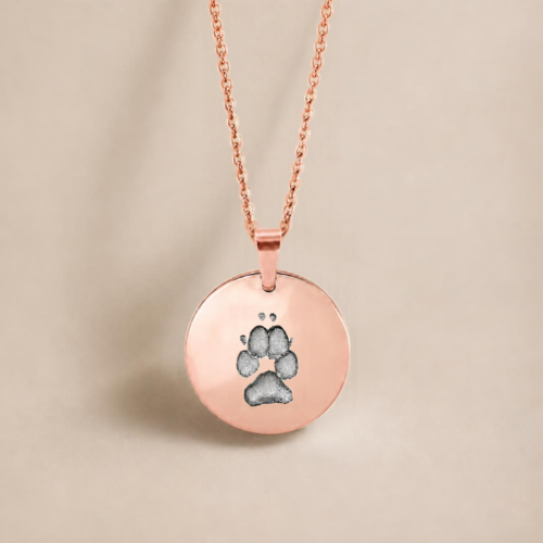 Kette Rund rosè mit 3D Pfotenabdruck