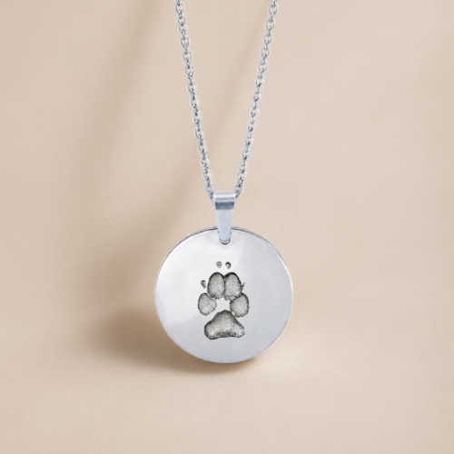 Kette Rund silber mit 3D Pfotenabdruck